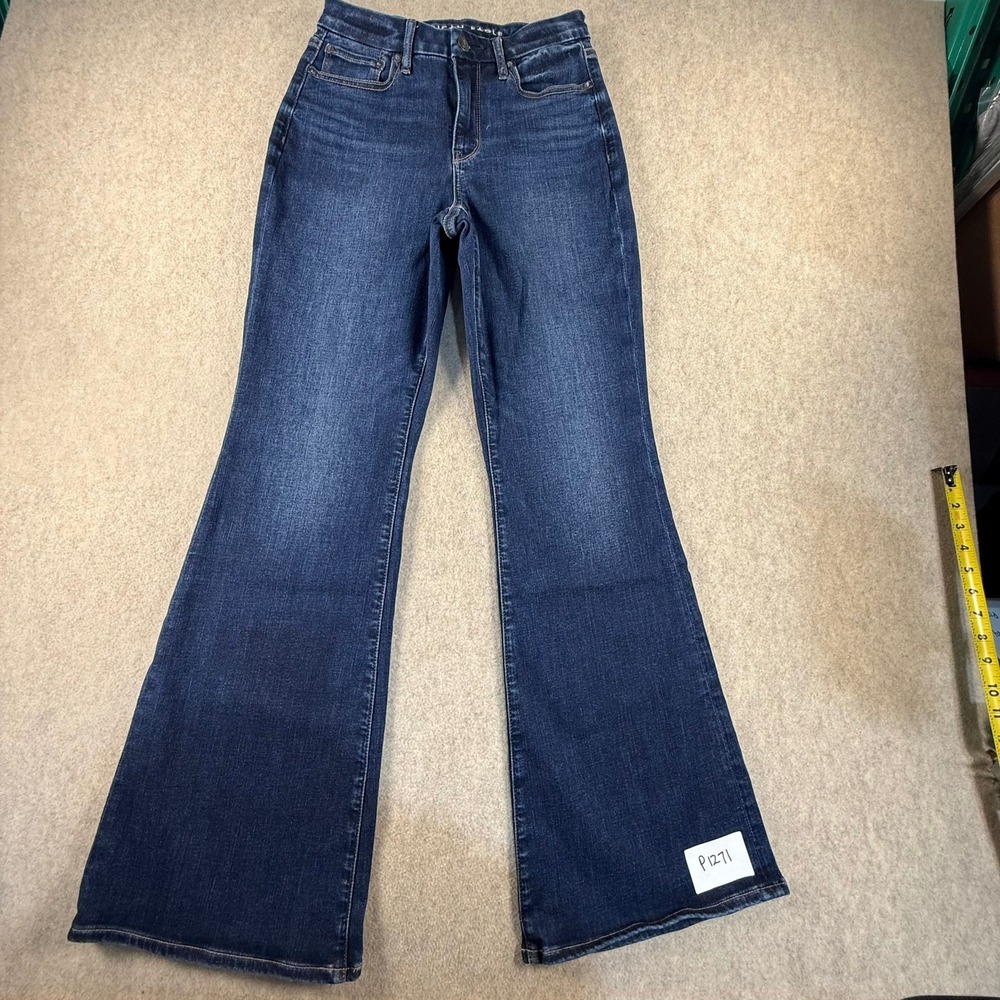 American Eagle Next Level Stretch Flare Jeans Dark Wash Womens 6 Regular